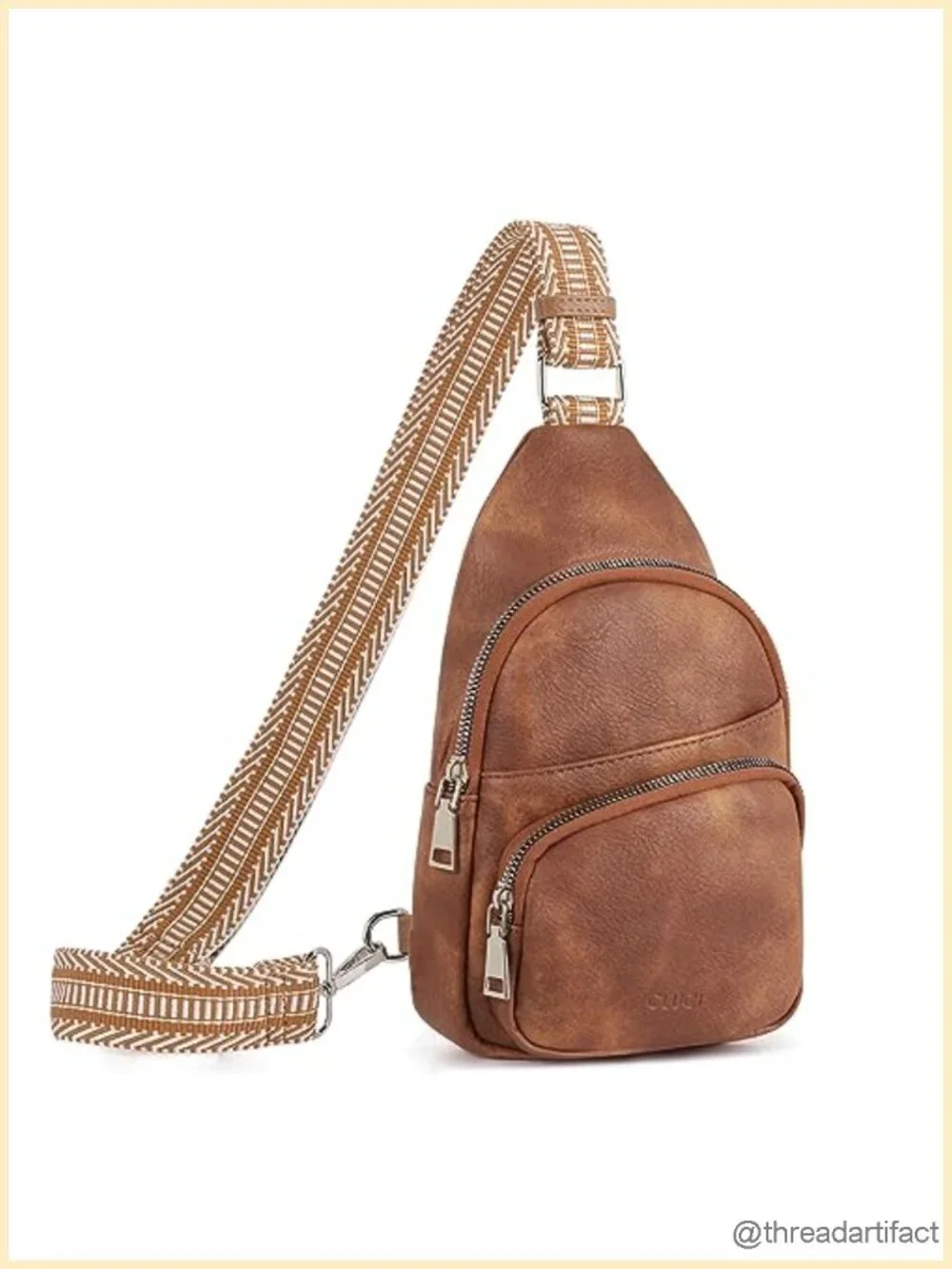 Vegan Leather Sling Bag, Fanny Pack Crossbody with Guitar Strap